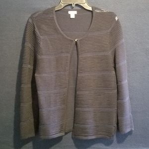 Eclectic Open Front Cardigan Features A Rib And Mesh Knit Design